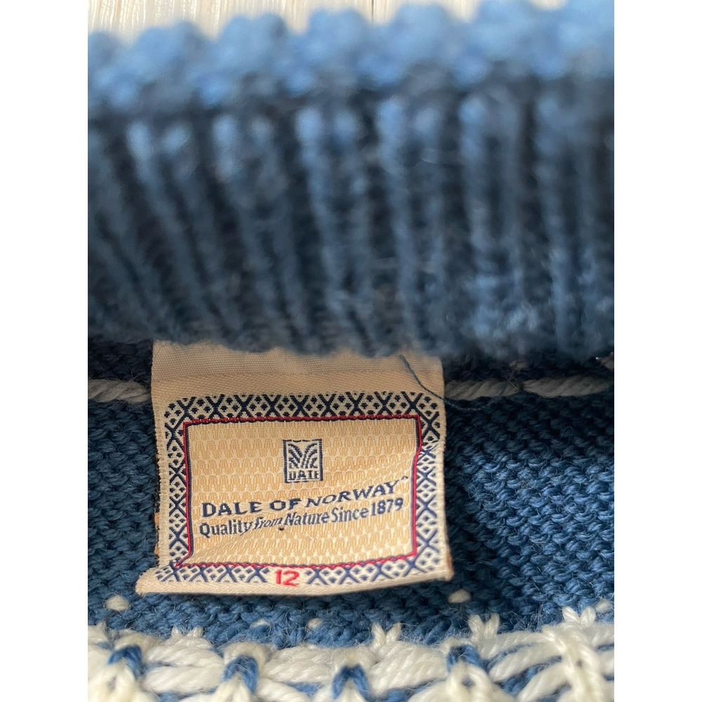Dale of Norway Women's VTG Blue Wool Knit Fair Isle Sweater Size S Ski Lodge - Picture 3 of 7